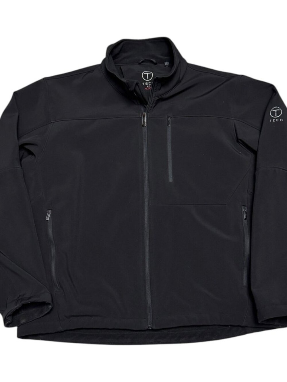 TUMI TECH Waterproof Soft Shell Black Windbreaker Designer Jacket Mens XL